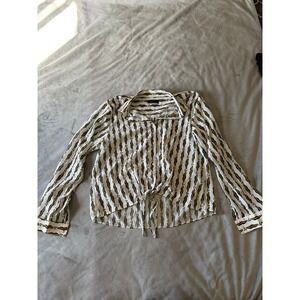 Joker La Carte Qui Gagne Women Geometric Print Tie Front Button Down Blouse